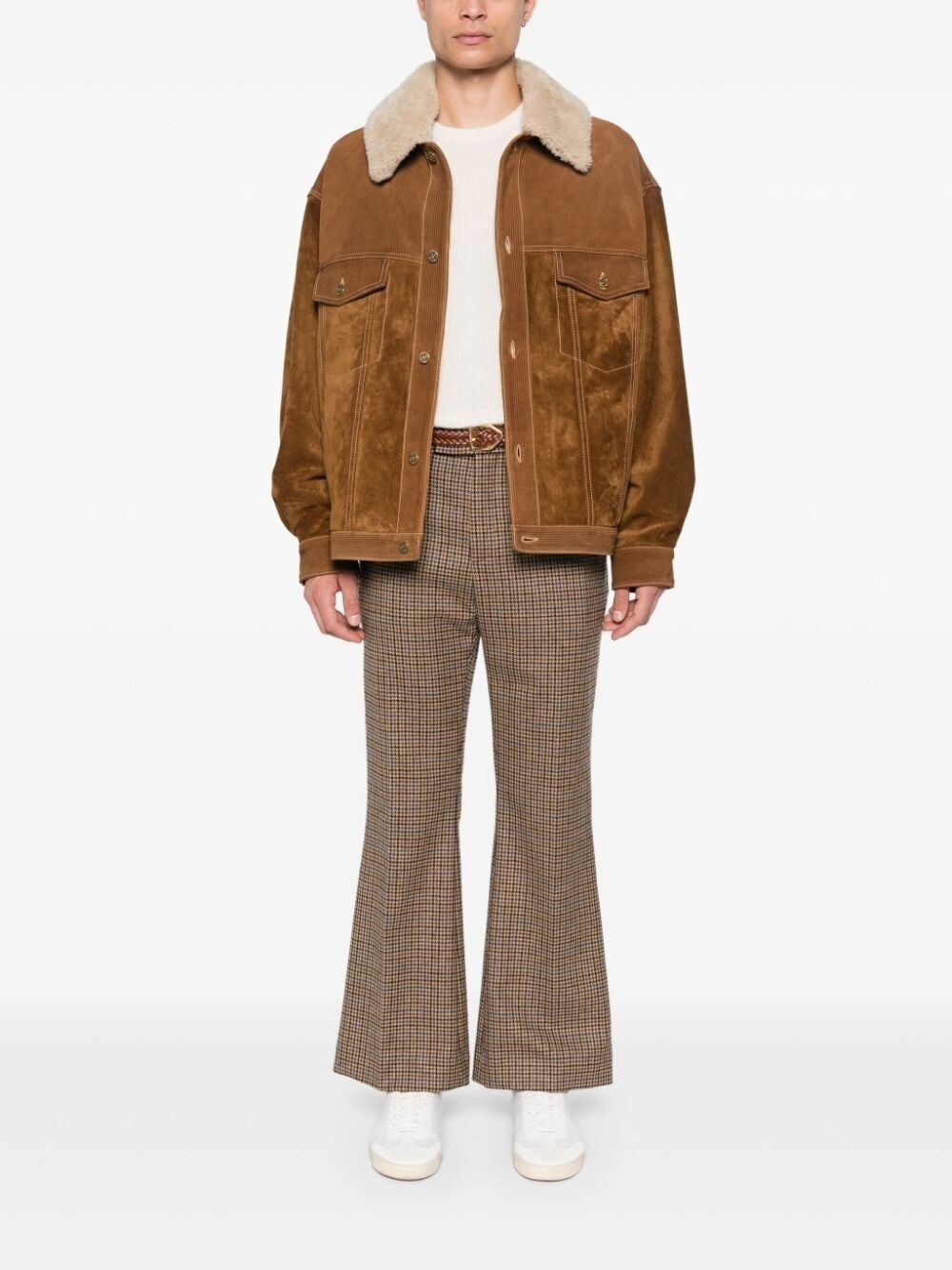 `Journey` Leather Jacket With Corduroy Aspect Details - 2