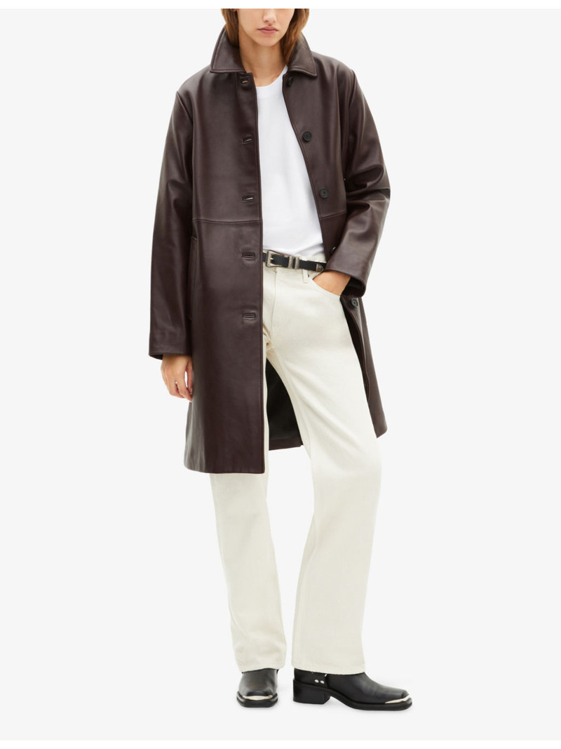 The Kooples Collared Straight-Cut Leather Jacket outlook