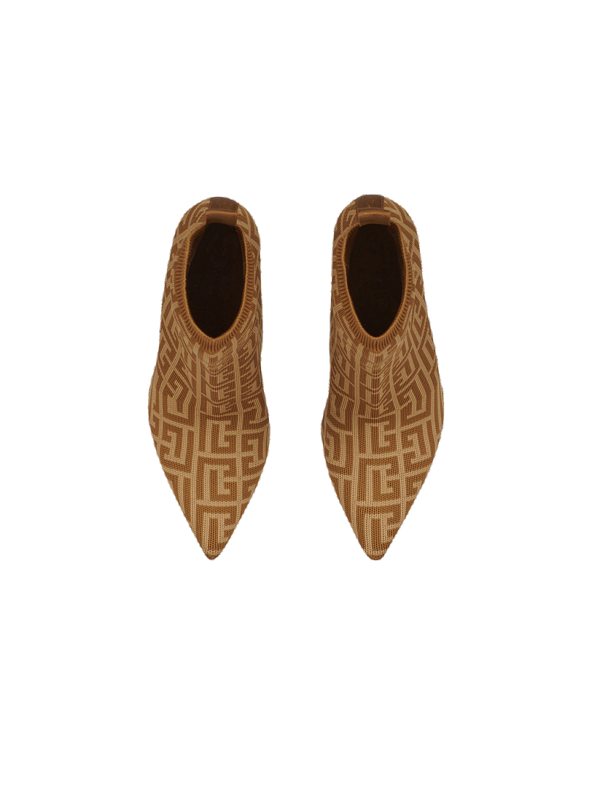 Bicolor stretch knit Skye ankle boots with Balmain monogram - 3