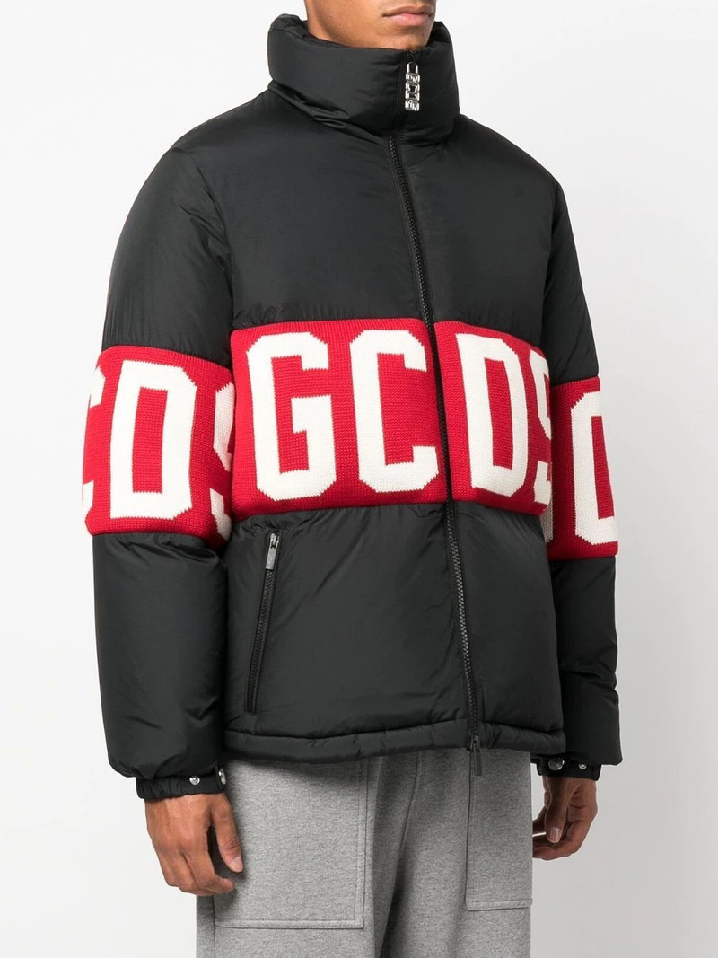 logo-knit padded jacket 3