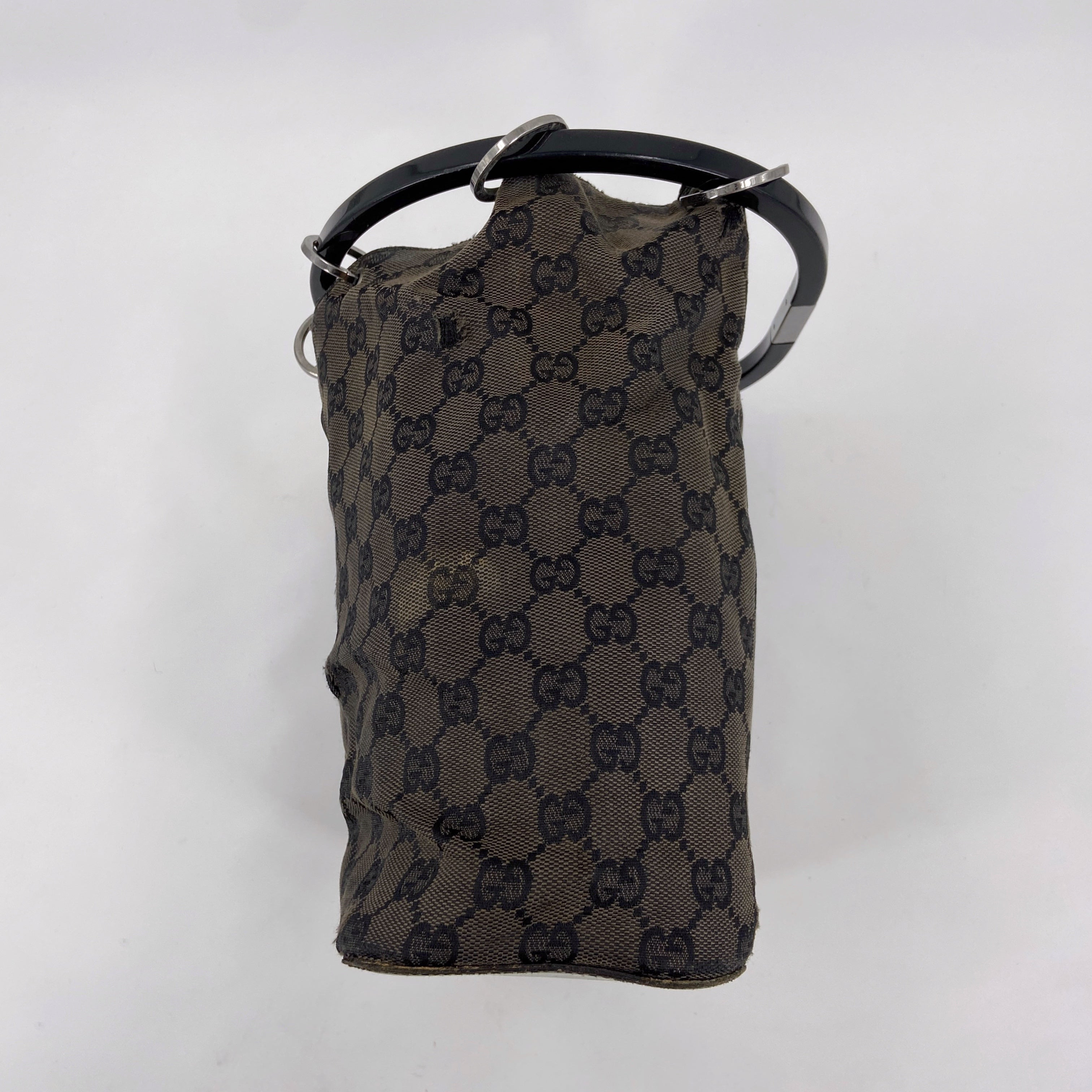 Gucci Fall 1999 Tom Ford Large Brown Monogram Bucket Acrylic Ring Bag - 11