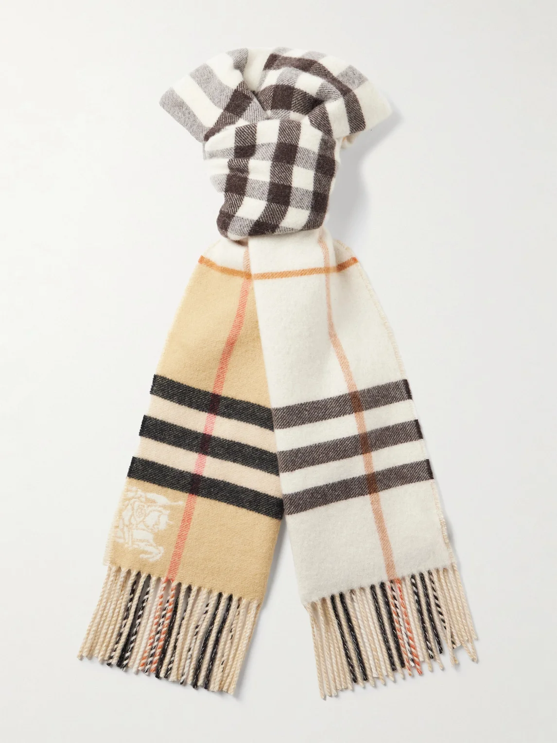 Fringed Checked Cashmere Scarf - 1