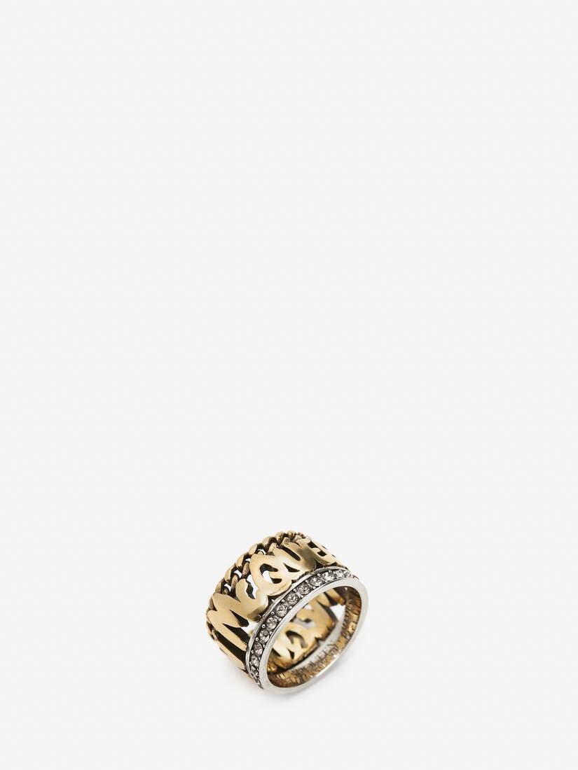 Women's McQueen Graffiti Ring in Antique Gold - 2