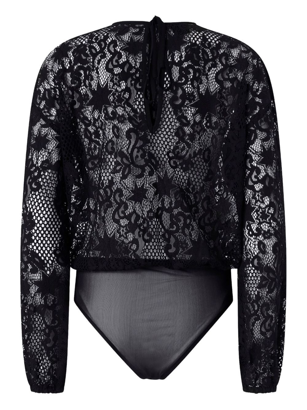 lace-pattern long-sleeve bodysuit - 2