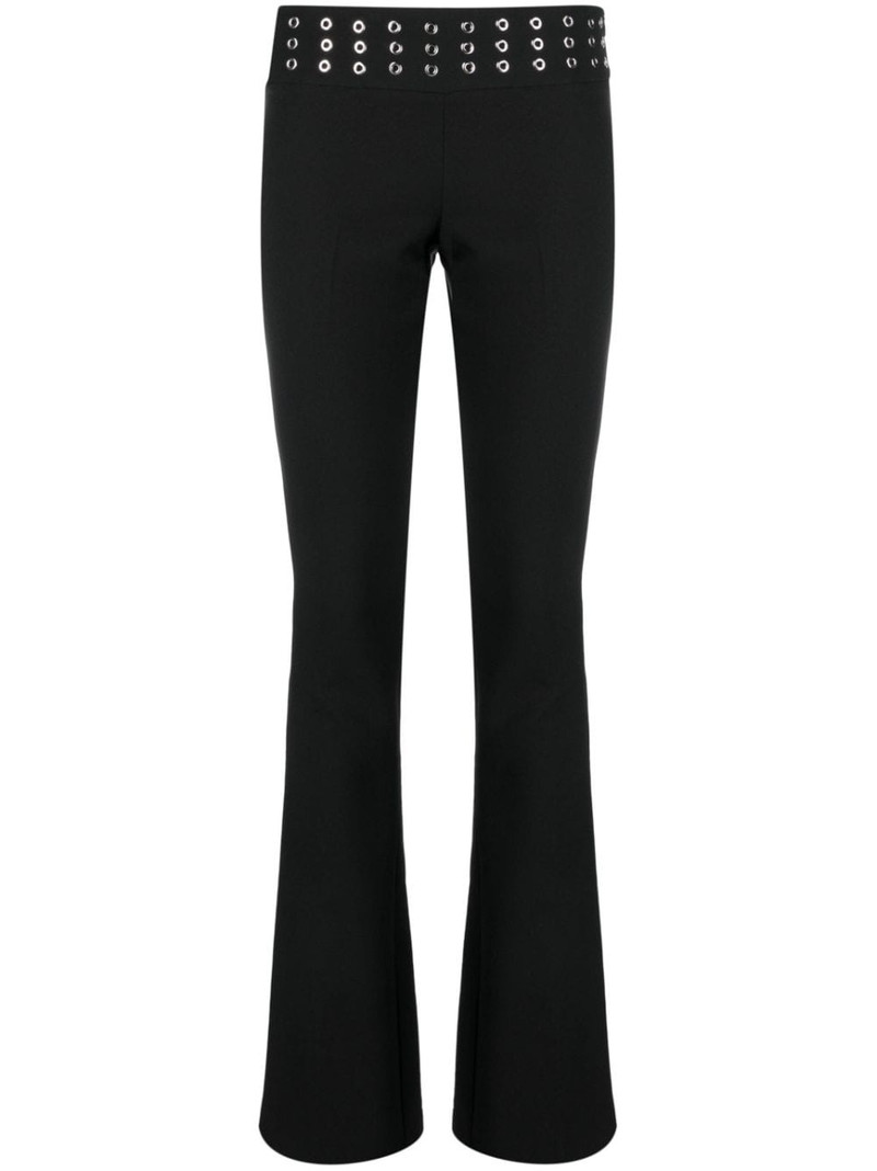 eyelet-embellished flared trousers 1