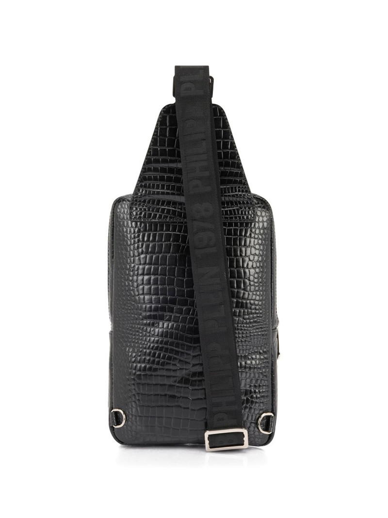 PHILIPP PLEIN crocodile-print logo patch cross body bag outlook