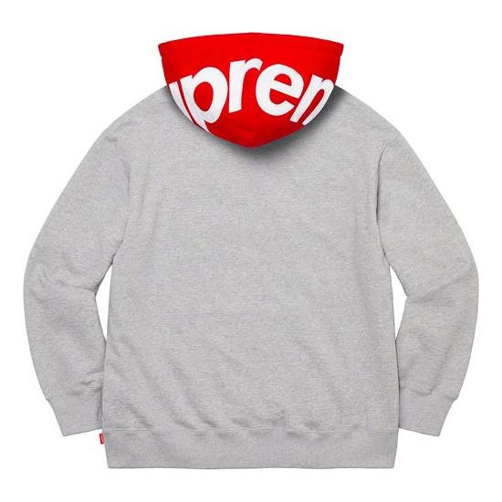 Supreme Contrast Hooded Sweatshirt 'Grey Red White' SUP-FW21-147 - 3