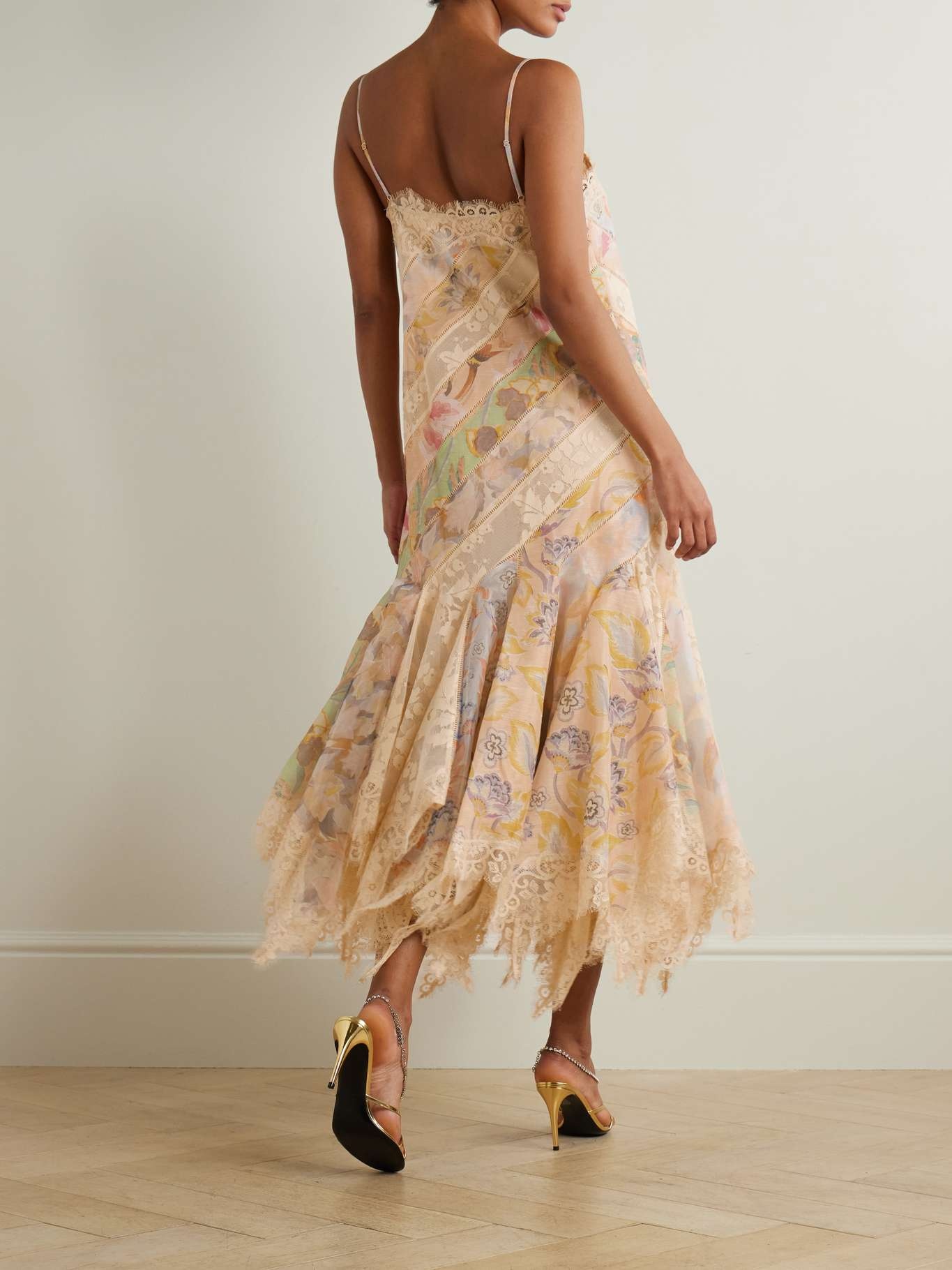 【ZIMMERMANN】ビキニトップ ノット付き フローラルプリント ZIMMERMANN Coco tie-detailed floral-print metallic bandeau