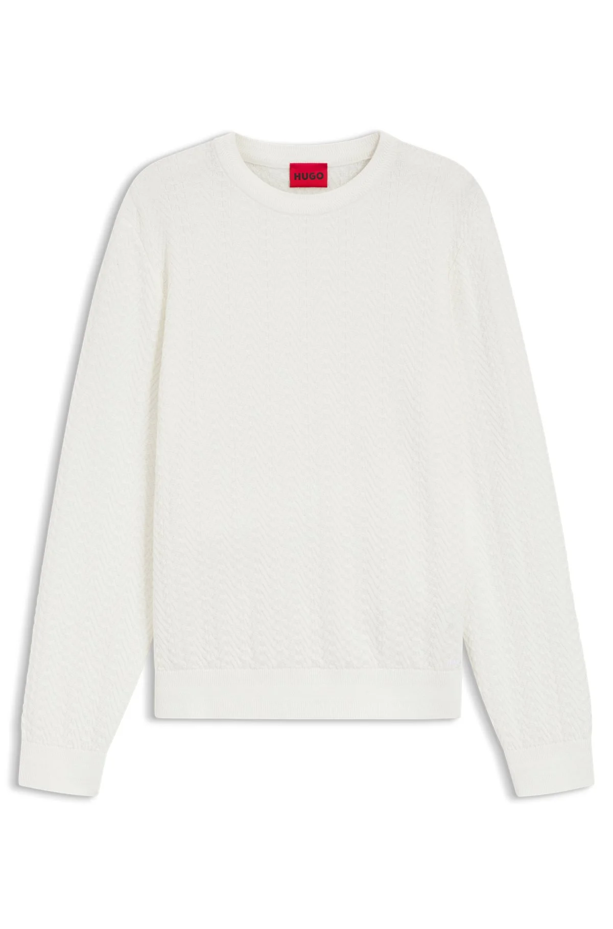 COTTON SWEATER WITH HERRINGBONE KNIT - 1