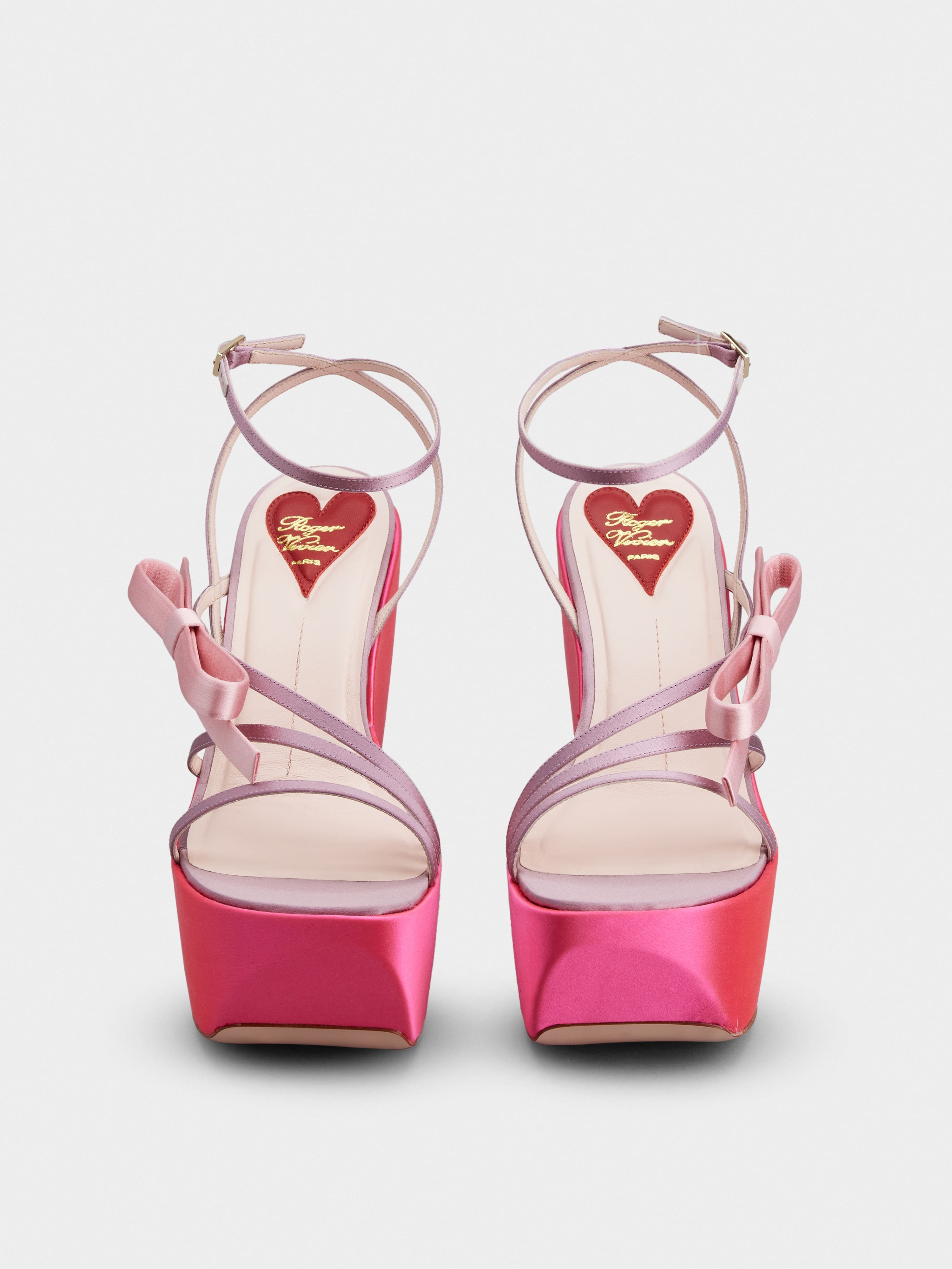 Choc Bow Wedge Sandals in Satin - 7