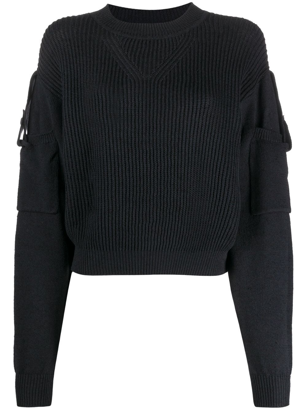 sleeve pocket ribbed jumper - 1