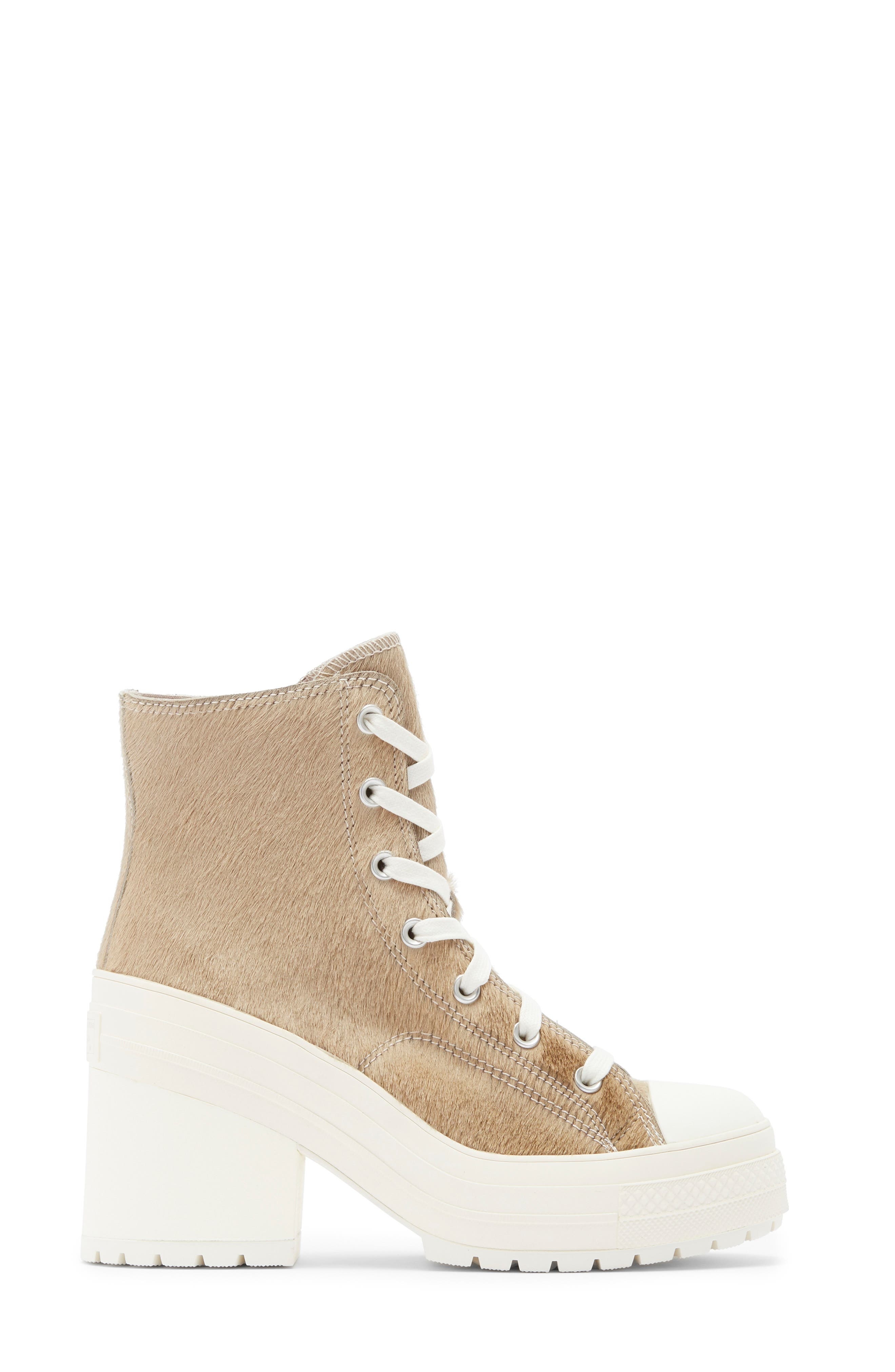 Converse Chuck 70 De Luxe Genuine Calf Hair Block Heel Sneaker in Warm Clay/Egret Calf Hair at Nords - 4