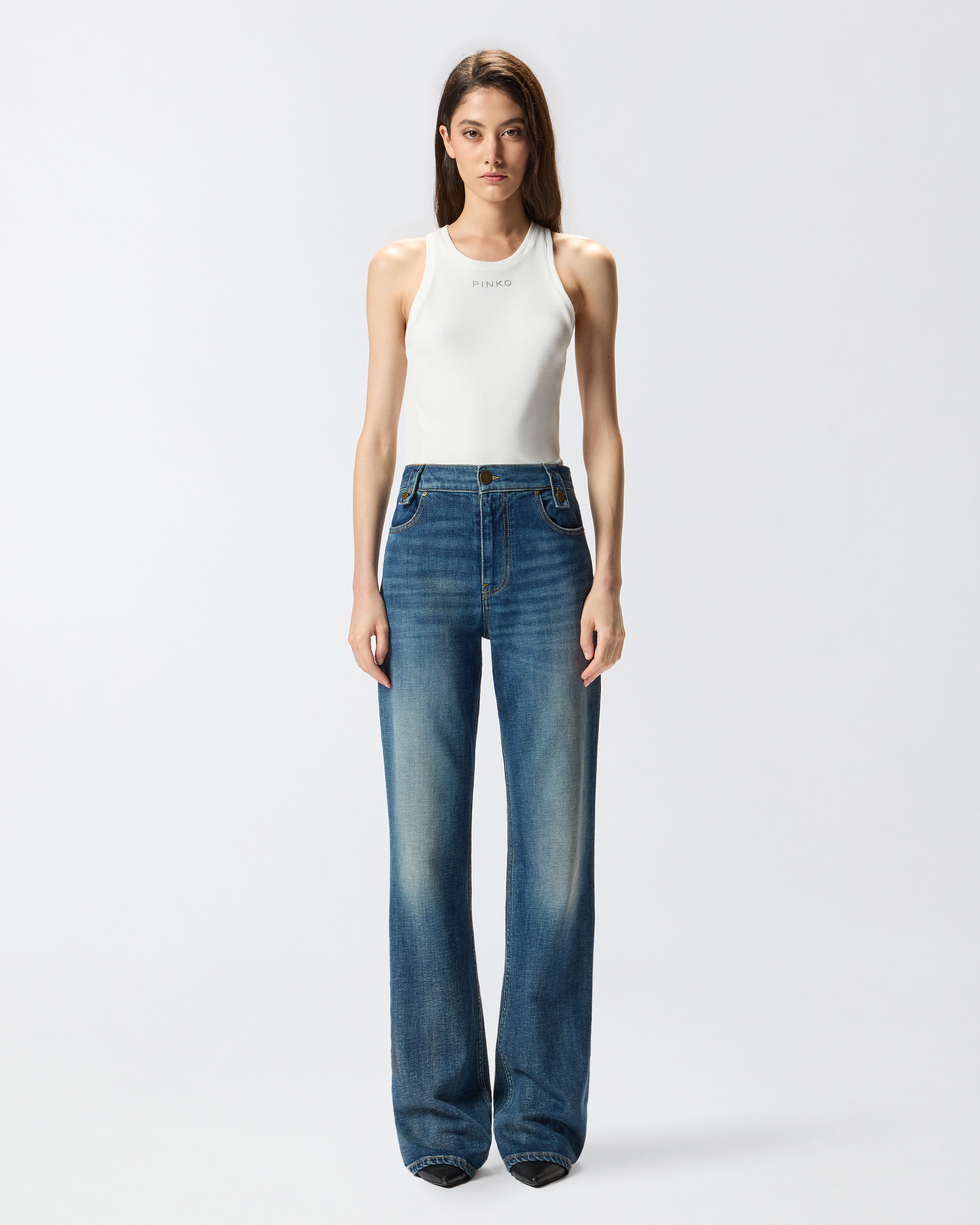 FLARED JEANS WITH REMOVABLE MINISKIRT - 6