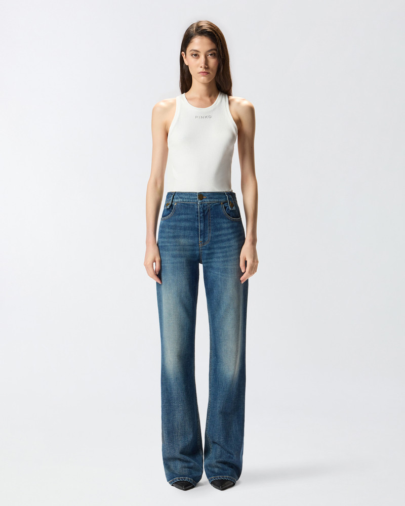 FLARED JEANS WITH REMOVABLE MINISKIRT 6