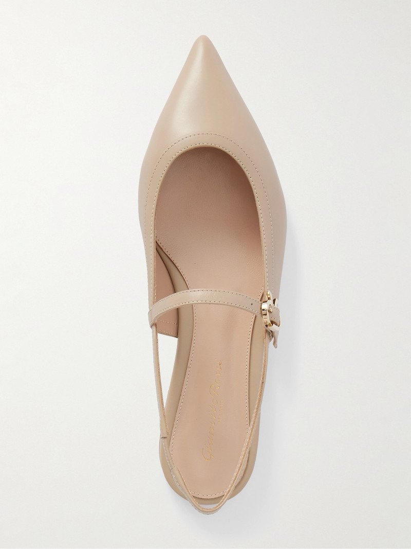 Leather Point-toe Mary Jane Slingback Flats 5
