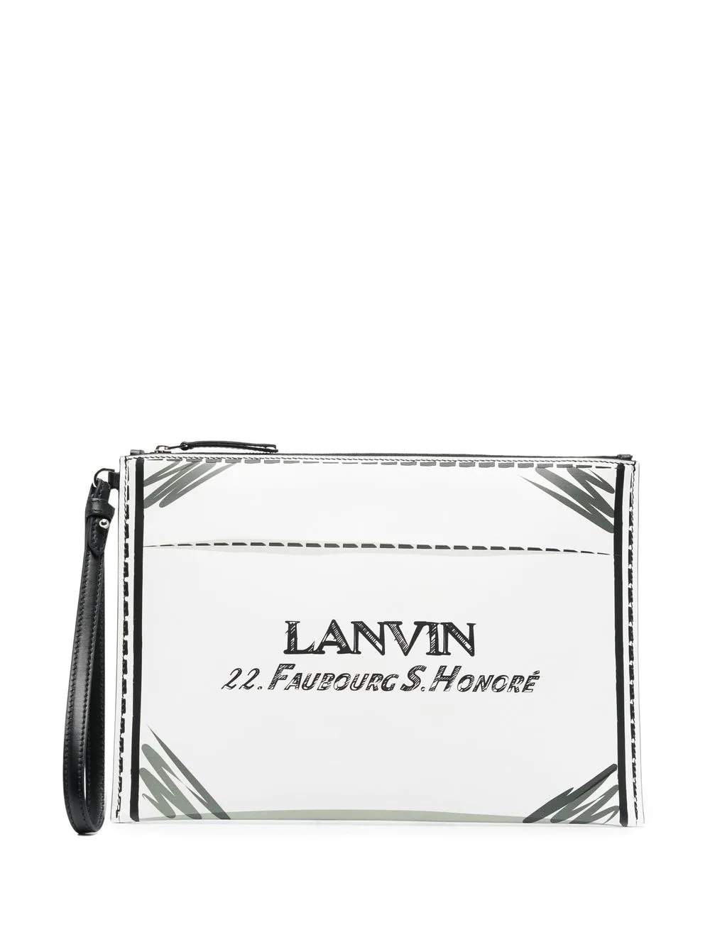 logo-print leather clutch bag - 1