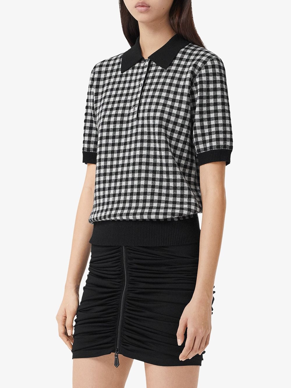 gingham jacquard polo shirt - 3