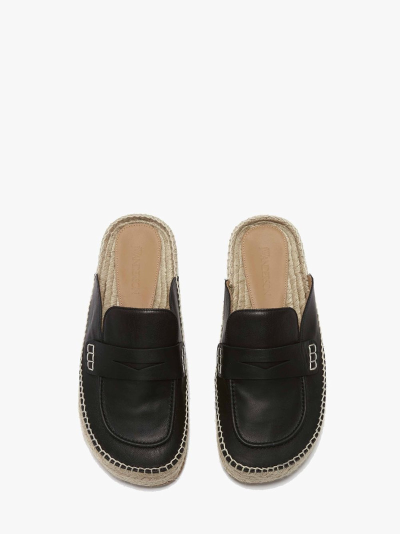 LEATHER ESPADRILLE LOAFER MULES 4