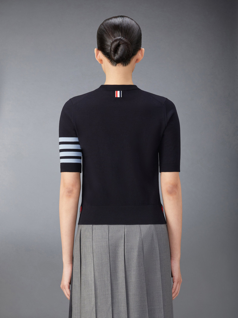Thom Browne 4-Bar Stripes intarsia-knit T-shirt outlook