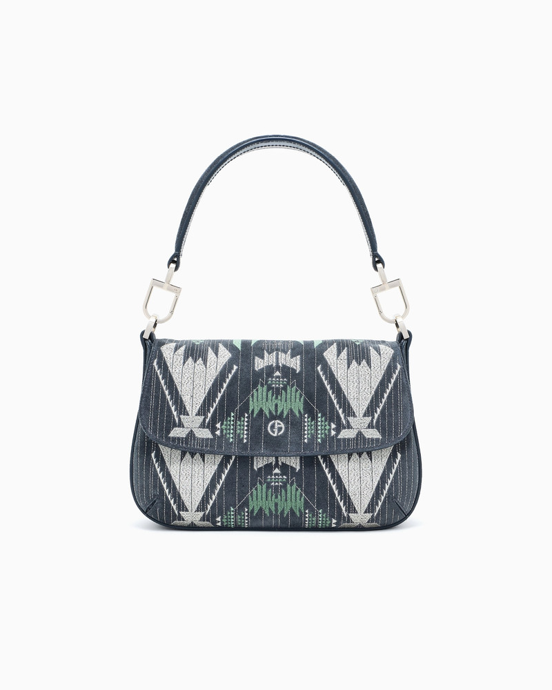 SMALL LA PRIMA SOFT EMBROIDERED SUEDE BAG 1