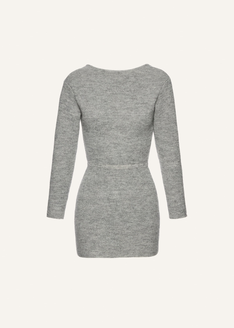 Open back mini knit dress in grey 1