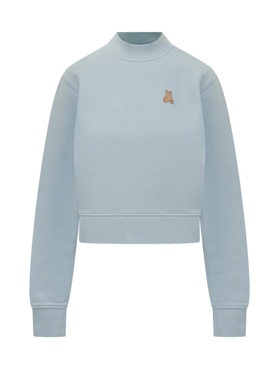 Palm Angels Palm Angels Blue Sweatshirt With Embroidered Bear - 1