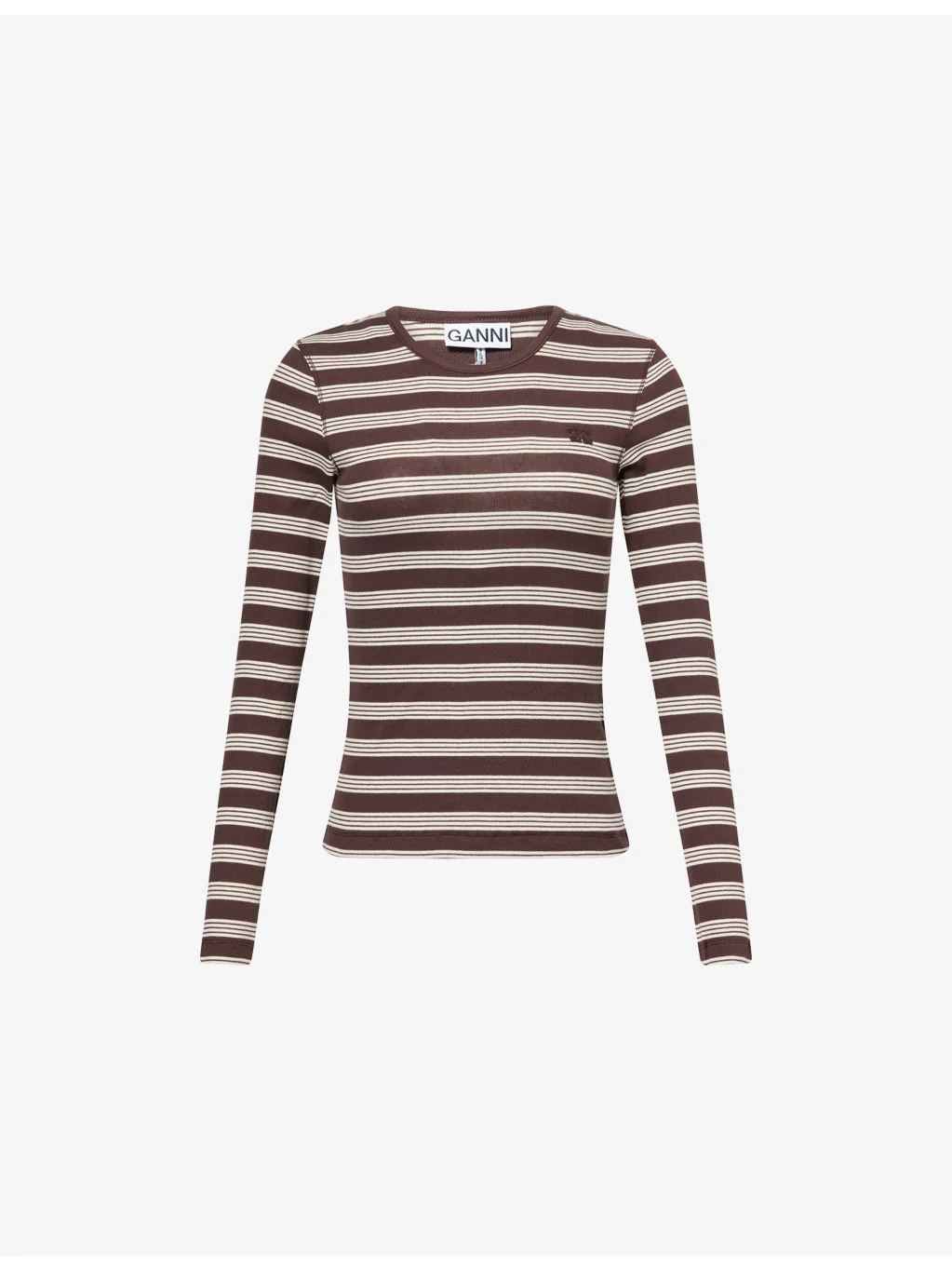 Striped Long-Sleeve Cotton-Rib Top - 1