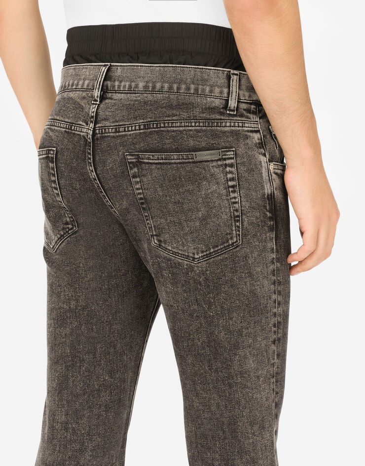 Gray slim-fit stretch jeans with boxers - 5