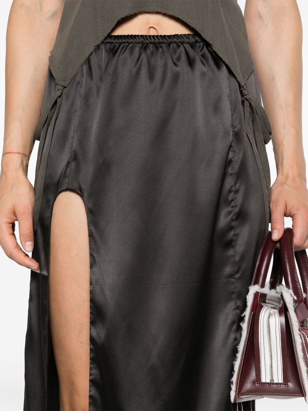 asymmetric satin slip skirt - 5