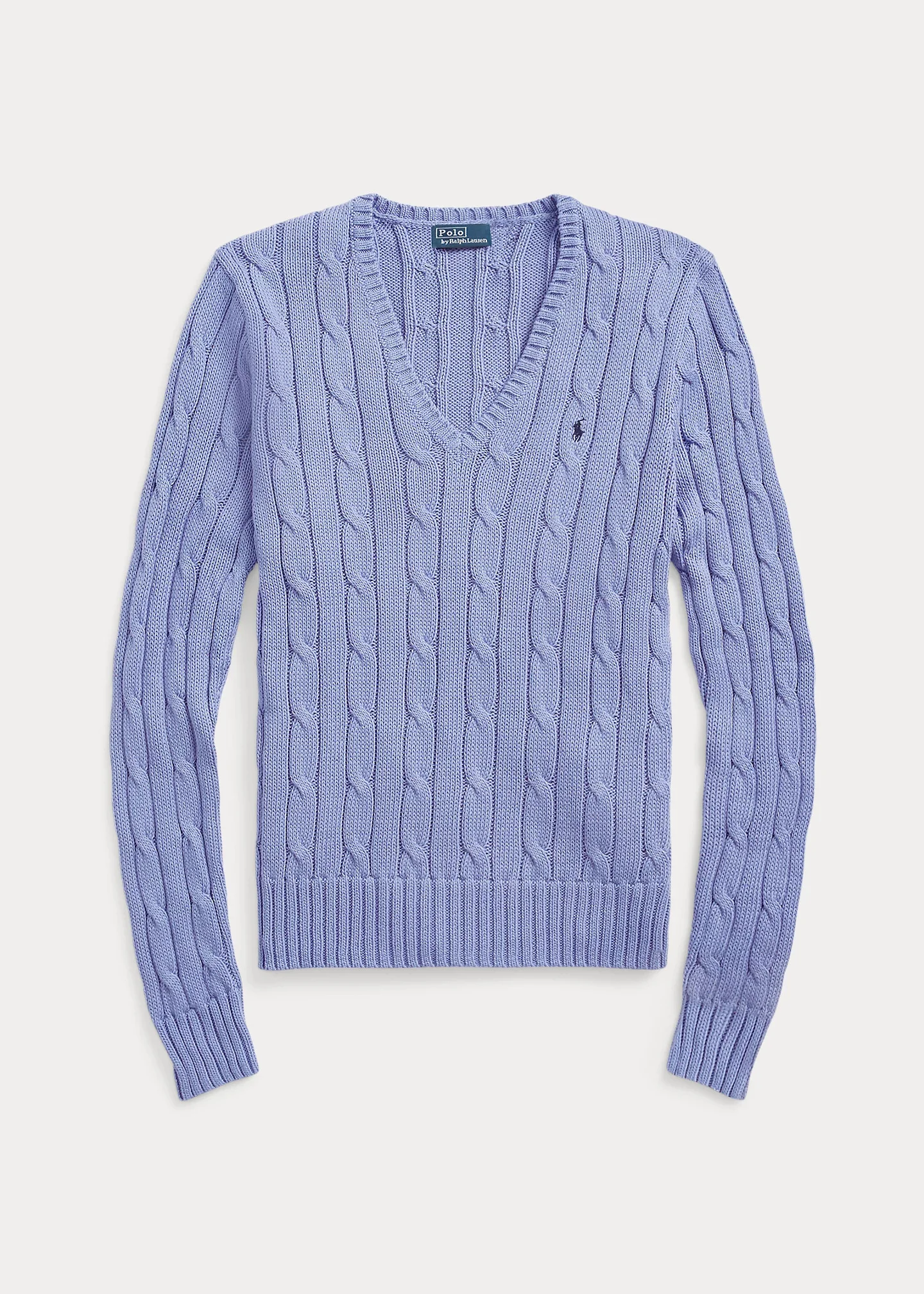 Cable-Knit Cotton V-Neck Sweater - 1