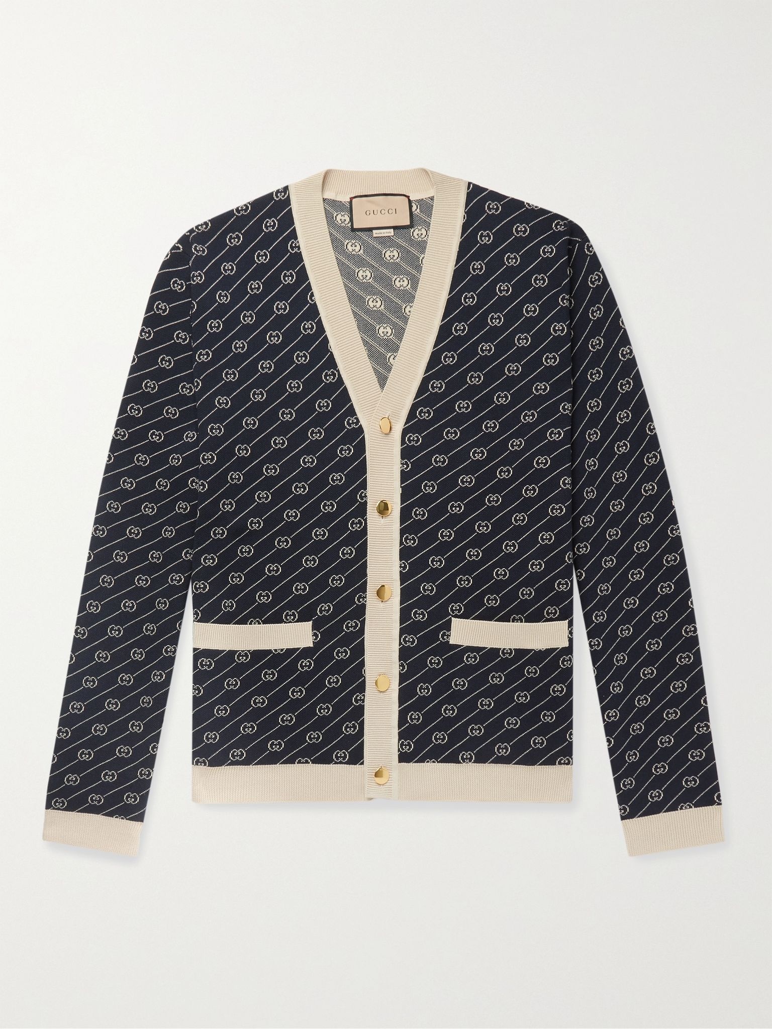 Slim-Fit Logo-Jacquard Cotton and Silk-Blend Cardigan - 1