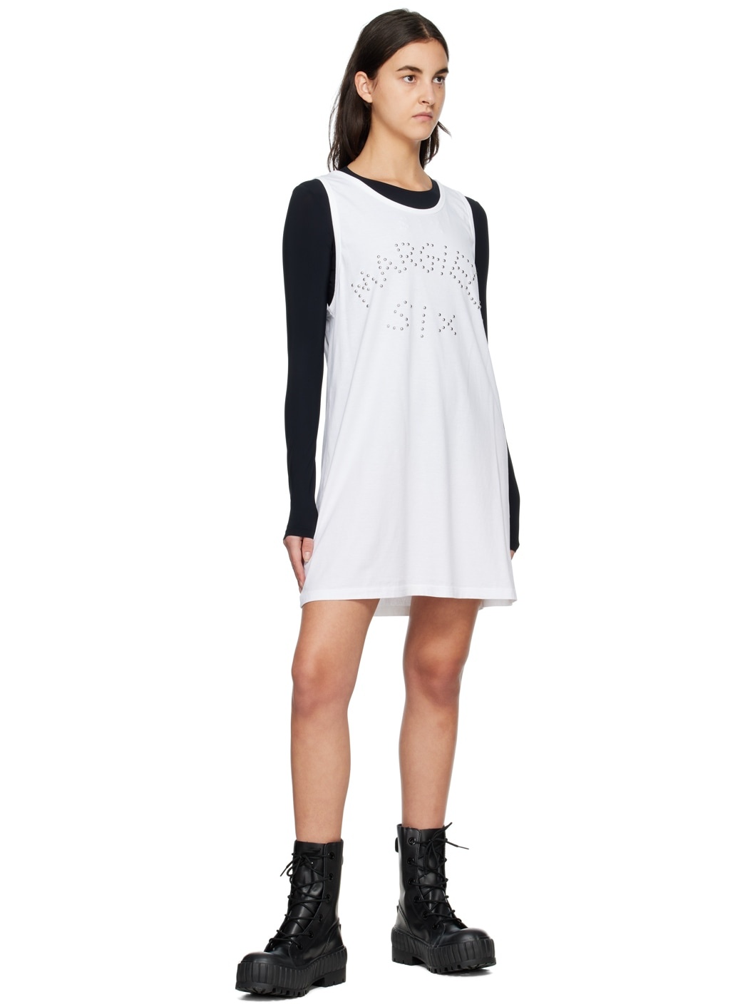 White Studded Minidress - 4