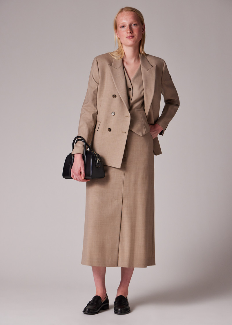 Women's A Suit To Travel In - Stone Wool Double Breasted Blazer 9