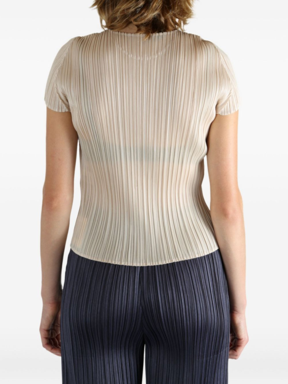 short-sleeve pleated top - 4