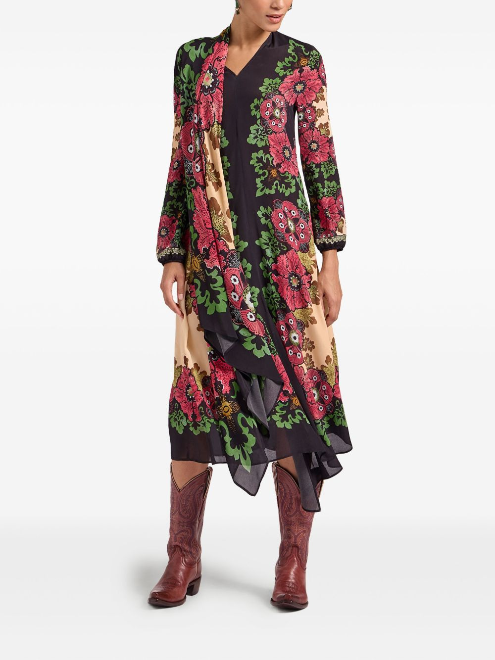 Karis floral-print asymmetric dress - 2
