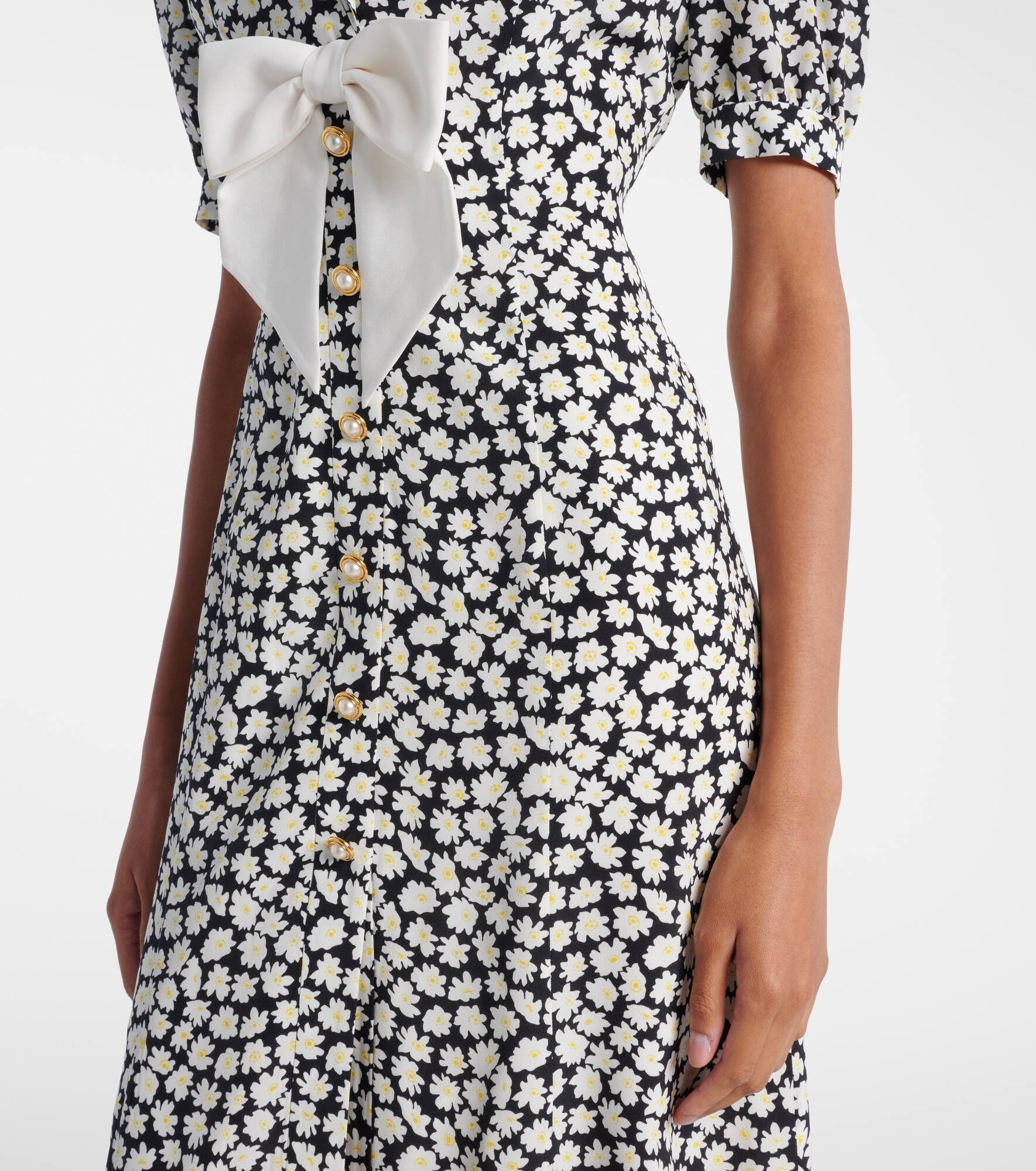 Floral printed silk midi dress - 5