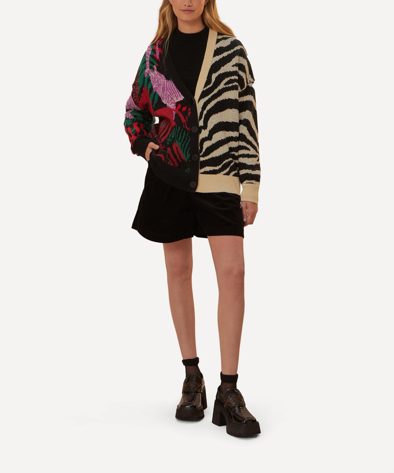 FARM RIO Mixed Zebra Prints Knit Cardigan outlook