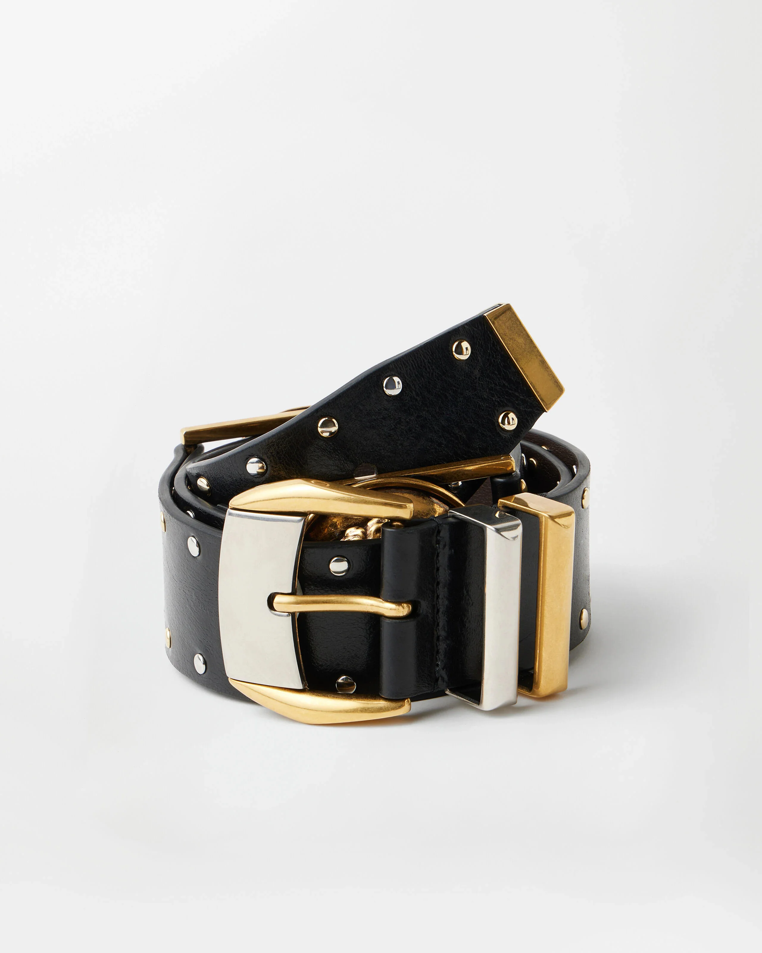 Studded Leather Belt 4 cm - 1