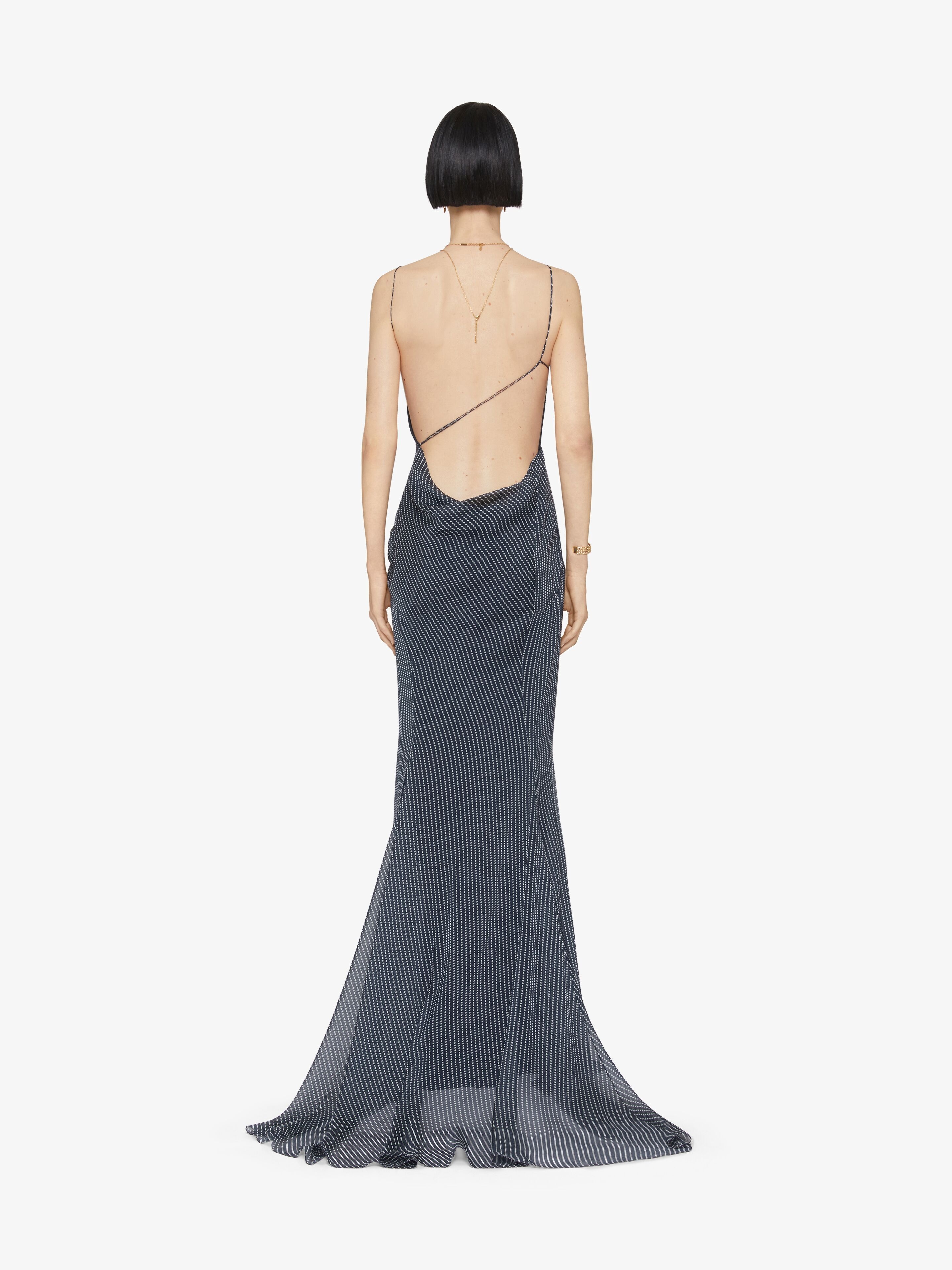 DRAPED POLKA DOTS DRESS IN SILK CHIFFON - 4