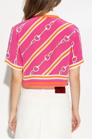Gucci Horsebit Stripe Print Silk Shirt - 3