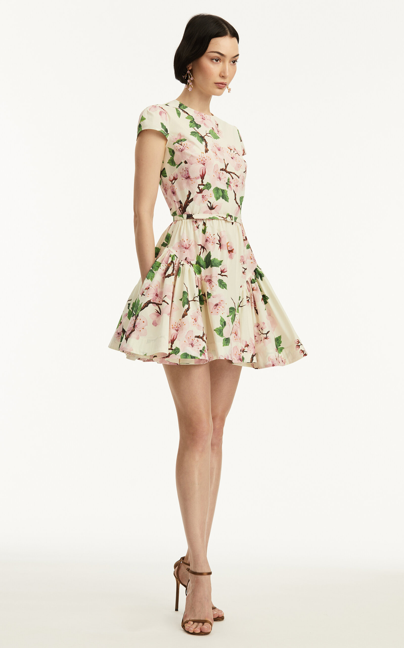 Belted Cotton Poplin Mini Dress off-white - 4