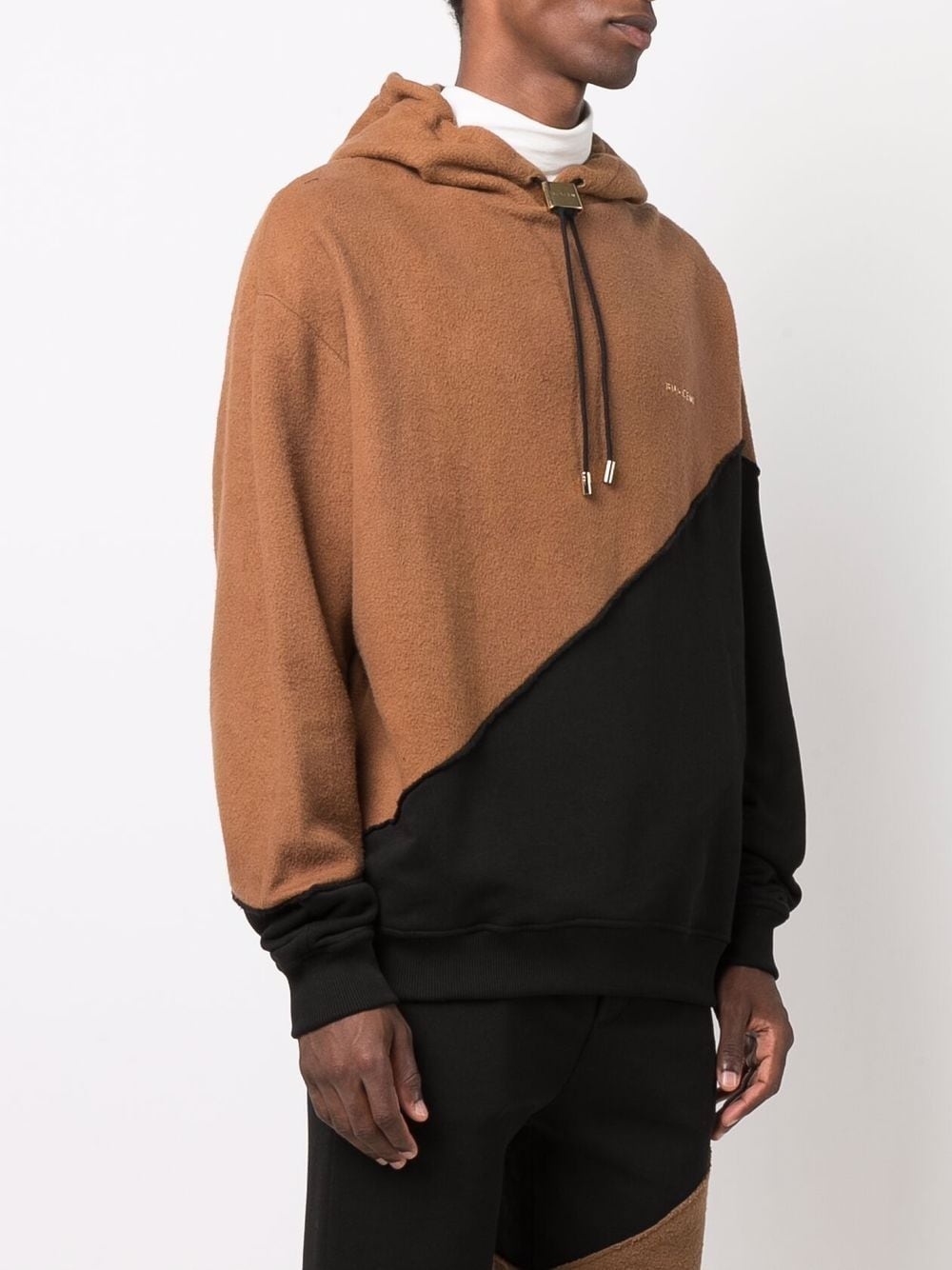 colour-block panelled drawstring hoodie - 3