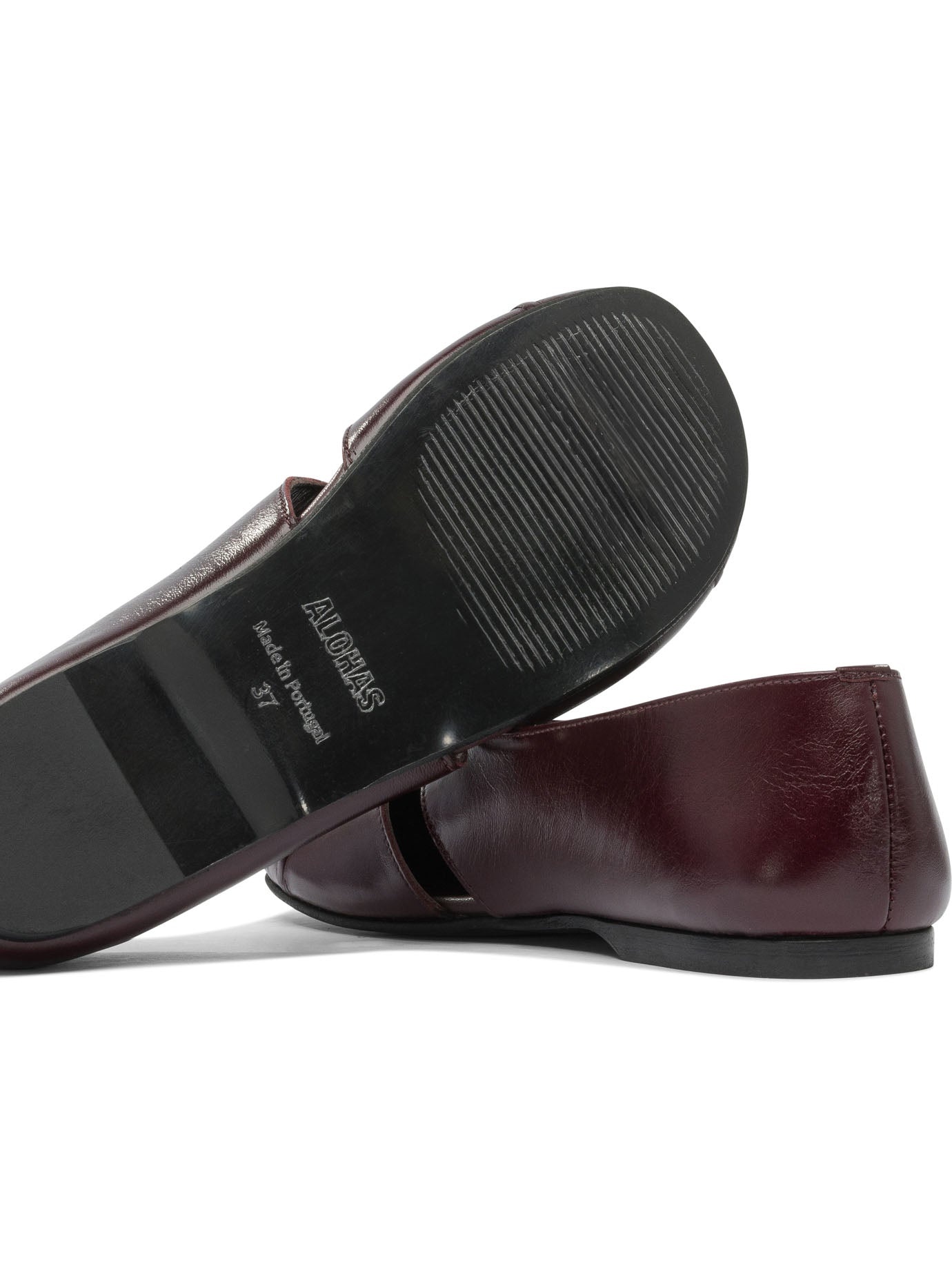 Alohas - Alohas Ravena Rift Burgundy Leather Ballet Flats - 5