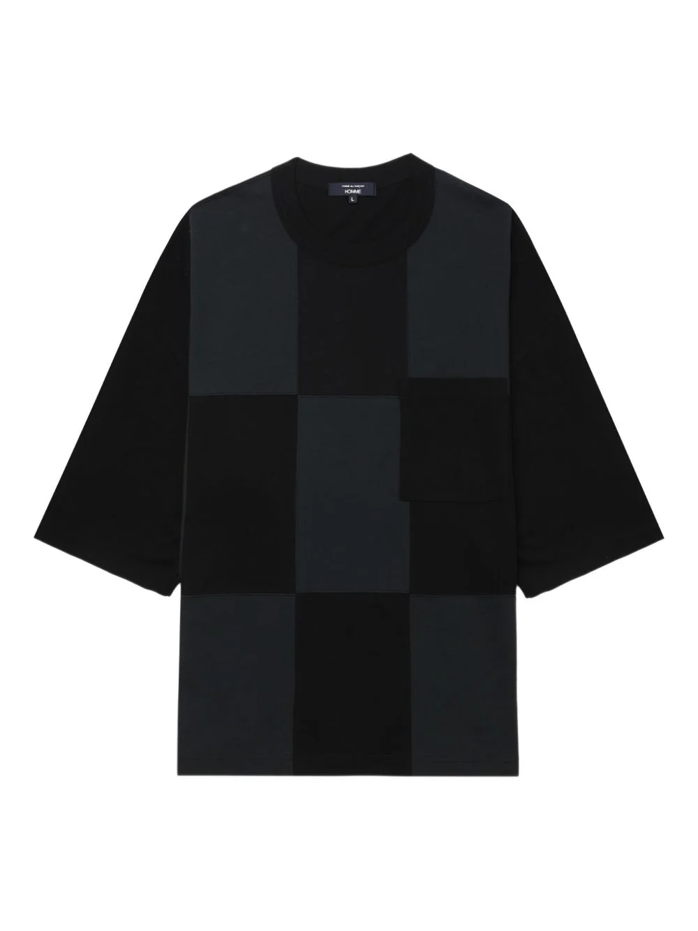 check-pattern patch-pocket T-shirt - 1