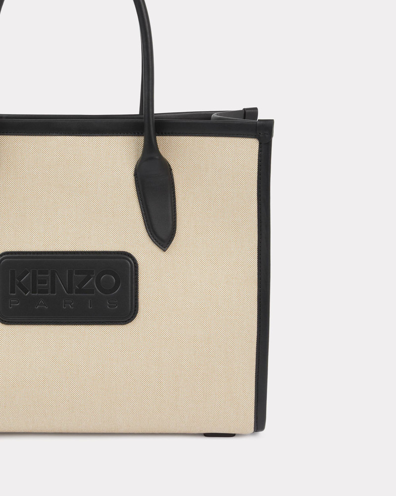 'KENZO 18' large canvas and leather tote bag 3