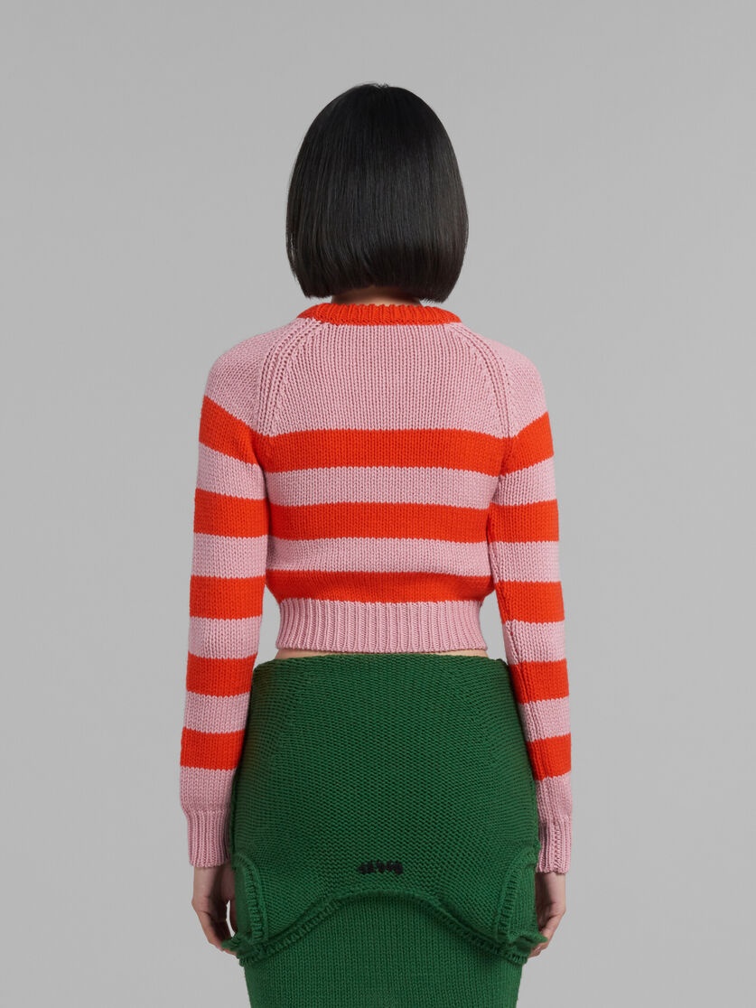 CROPPED WOOL SWEATER WITH PINK AND RED STRIPES - 3