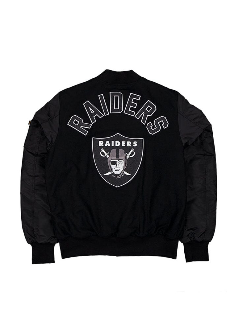 ALPHA INDUSTRIES LAS VEGAS RAIDERS X ALPHA X NEW ERA MA-1 BOMBER JACKET outlook