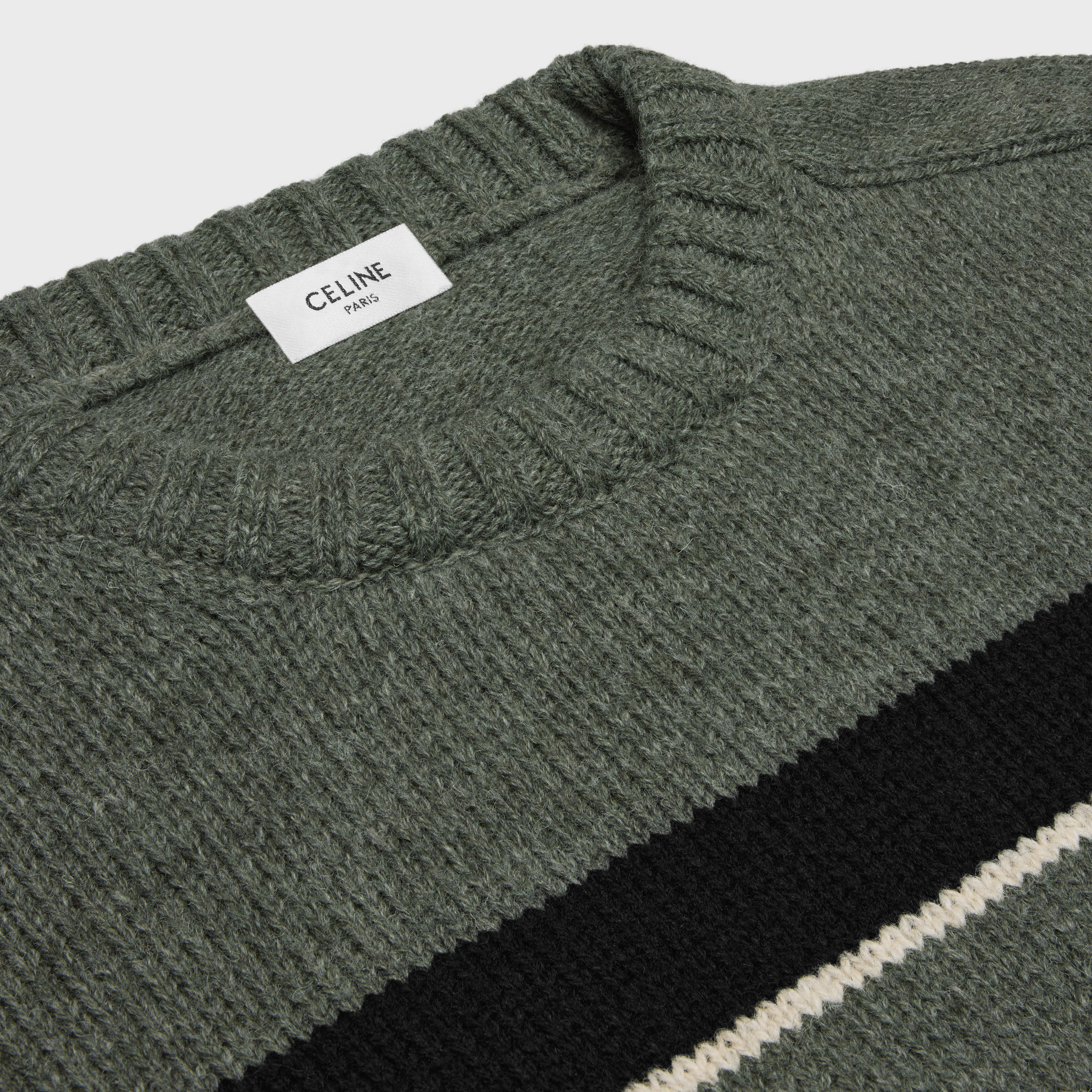 striped triomphe crew neck sweater in wool - 3