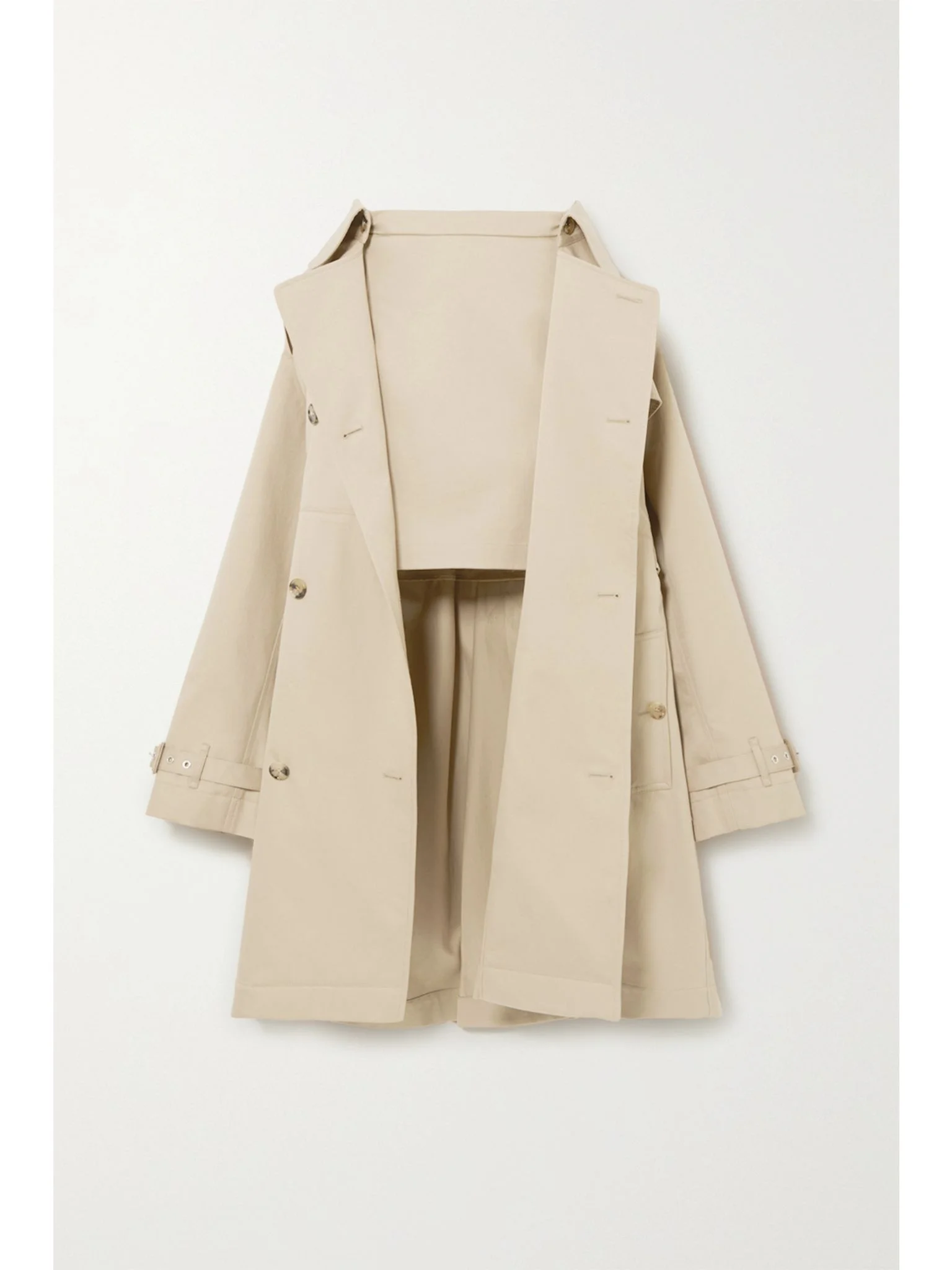 Convertible cotton-gabardine skirt Beige - 1
