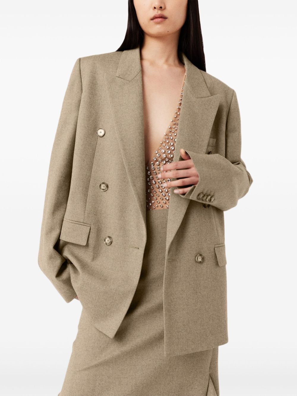 double-breasted flannel blazer - 5